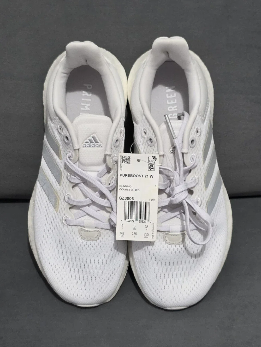 Adidas Pureboost 21 Women's Size 6.5 White Running Sneakers